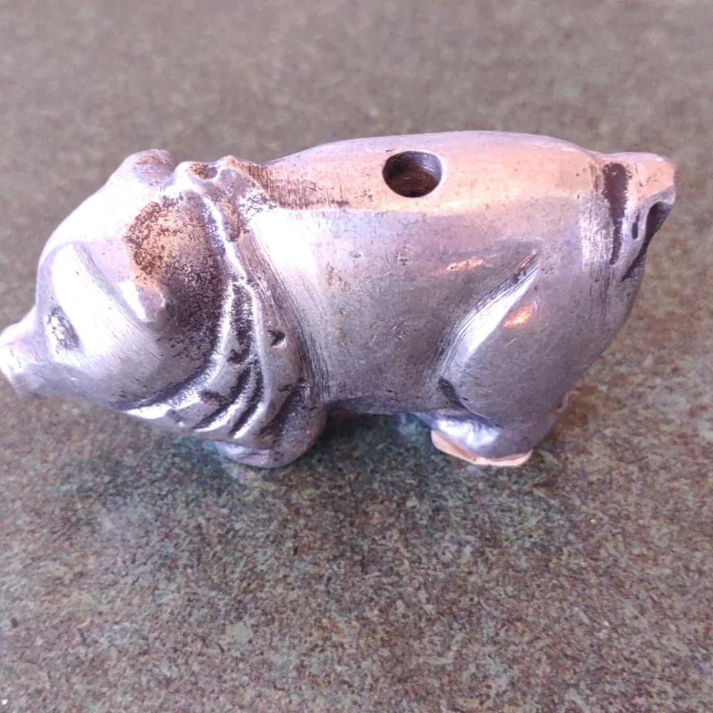 Charming Pewter Pig Figurine